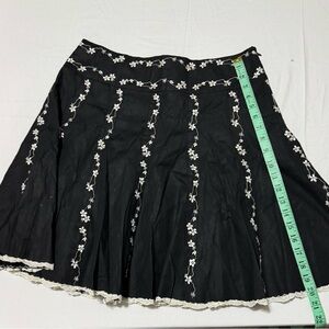 Black Mini A-line Skirt with Pleated Embellishments